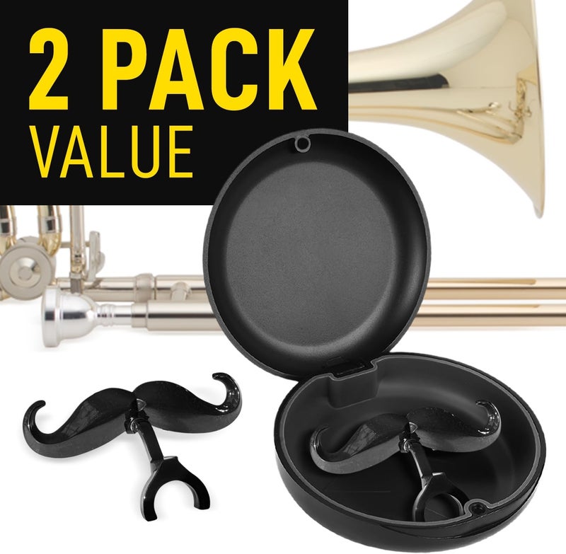 Samorillo [2 Pack] Clip-On Mustache For Trombones & Euphoniums - Includes Protective Case - Fits All Large Shank Mouthpieces - Perfect Accessory For Young Musicians - Mouthpiece Not Included - Image 2